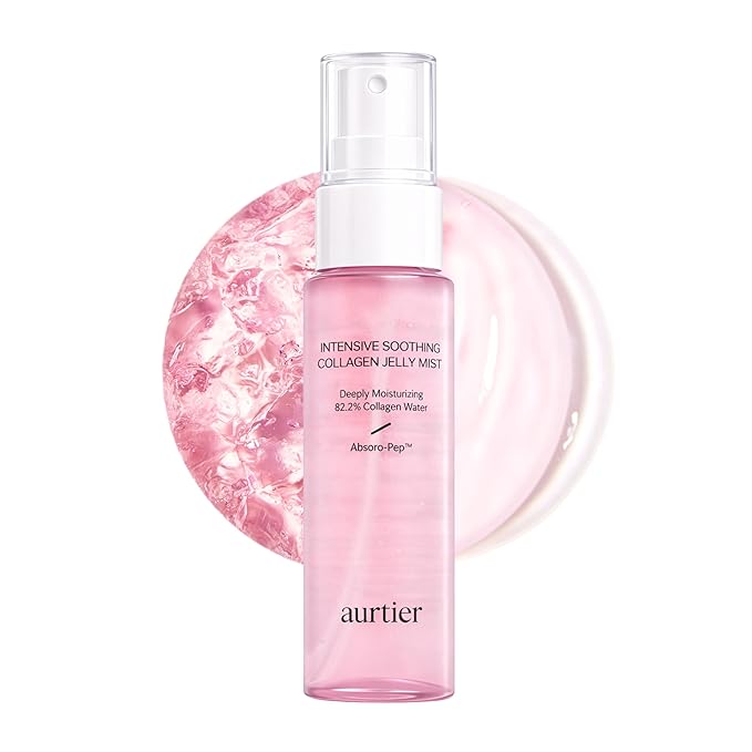 aurtier Intensive Soothing Collagen Jelly Mist, Deep Hydrating Pink facial mist, Elasticity Moisturizer, Dewy Glow Spray, Hyaluronic Acid, Lightweight Gentle for All Skin, Korean skin care 1.01 fl oz