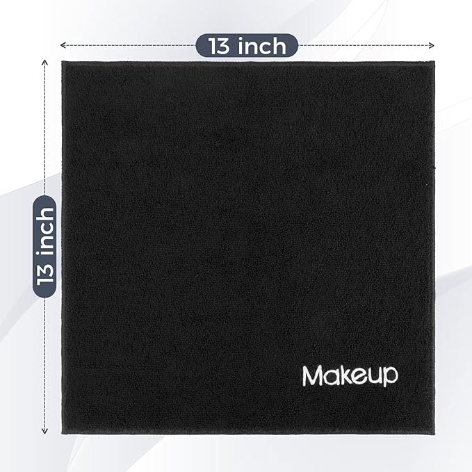 GLIMGLINT Makeup Remover Wash Cloths 5 Pack – Soft Black Makeup Towels, Facial Cleansing Washcloths for Face, Hand and Make Up, Microfiber Face Towels, 13 x 13 in