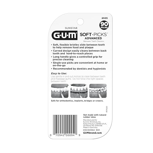 GUM Soft-Picks Advanced – Easy-to-Use Interdental Picks for Plaque Removal Health with Convenient Carry Case, Dentist Recommended, 90 Count