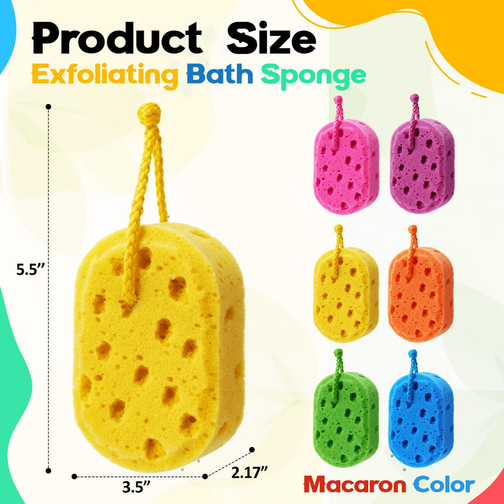 FoldTier 36 Pcs Exfoliating Bath Sponge Body Loofah Sponges for Shower Women Reusable Soft Bathing Pouf Foam Lufa Body Scrubber and Rich Lather, Color Matching (Bright Color)