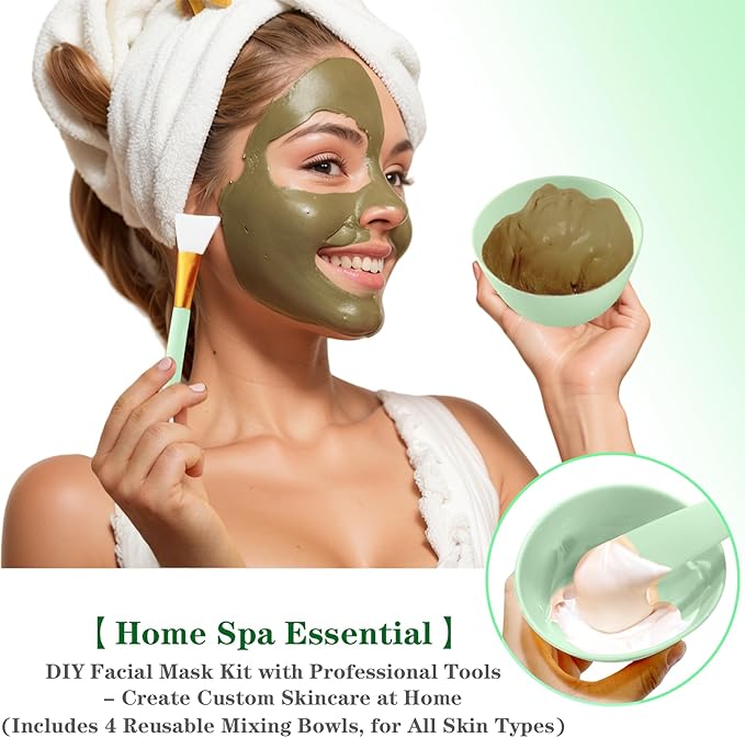 Silicone Face Mask Mixing Bowls - Microwave & Freezer Safe, Non-Stick Esthetician Bowls (Green)