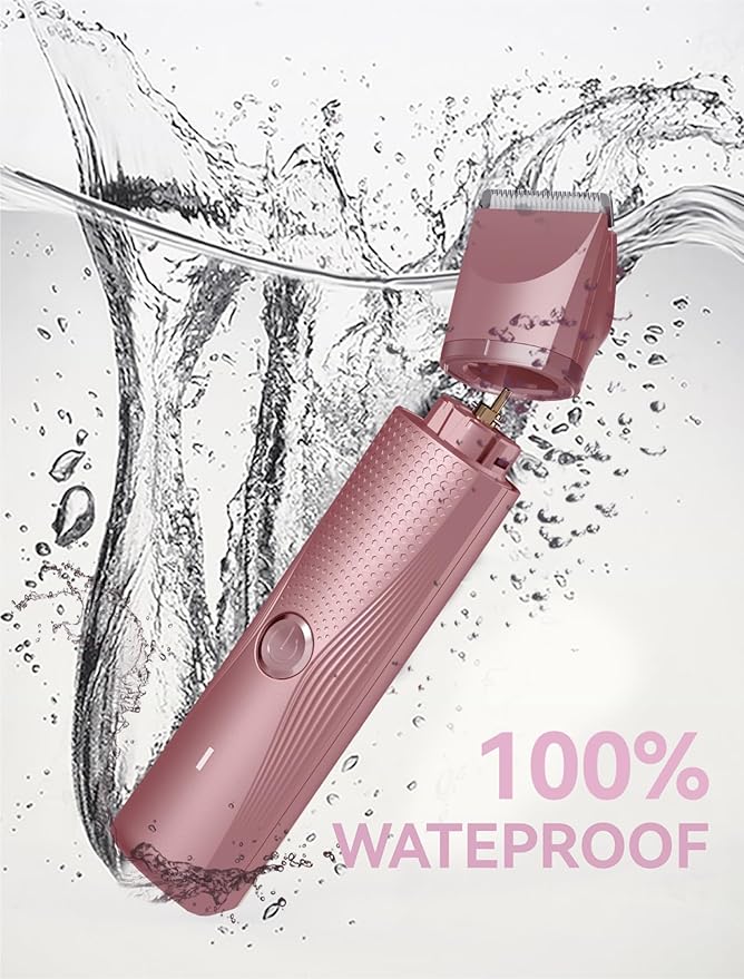 3-in-1 Electric Razor for Women - Waterproof Bikini Trimmer,Rechargeable Electric Shaver for Lady,Pubic Hair Trimmer Women,Personal Trimmer Groomer for Body Hair (Rose Golden,RG-1)