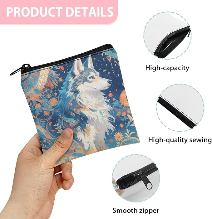 Artsy Wolf Print Period Bags Convenient Sanitary Napkin Storage Bag for Women Portable Tampon Holder for Purse Gym Daily Carry