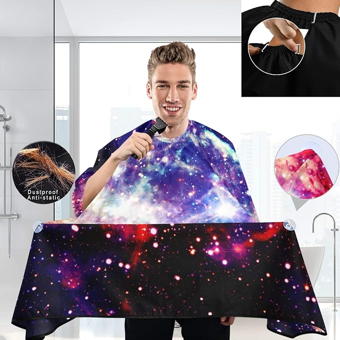visesunny Barber Cape Amazing Nebula Deep Space Polyester Hair Cutting Salon Cape Apron Anti-Static Haircut Shaving Cloth Beard Shaving Bib Hairdressing Cape