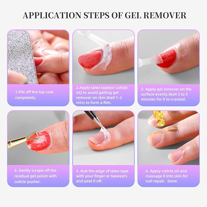 Gel Polish Remover, Cuticle Oil for Nails (10ml) & Pro-Tools, Fast-Acting Gel Nail Remover (15ml) Works in 2-5 Mins, No Soak for Salon-Quality At-Home Manicure, Gentle Formula with Moisturizing Care