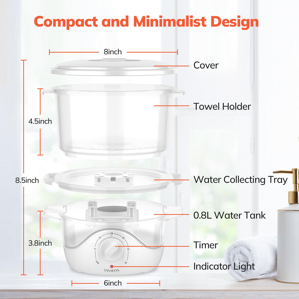 TASALON White Hot Towel Steamer for Facials, 5-Min Quick Heating Towel Warmer Machine, Portable Spa Salon Equipment with Aromatherapy for Massage