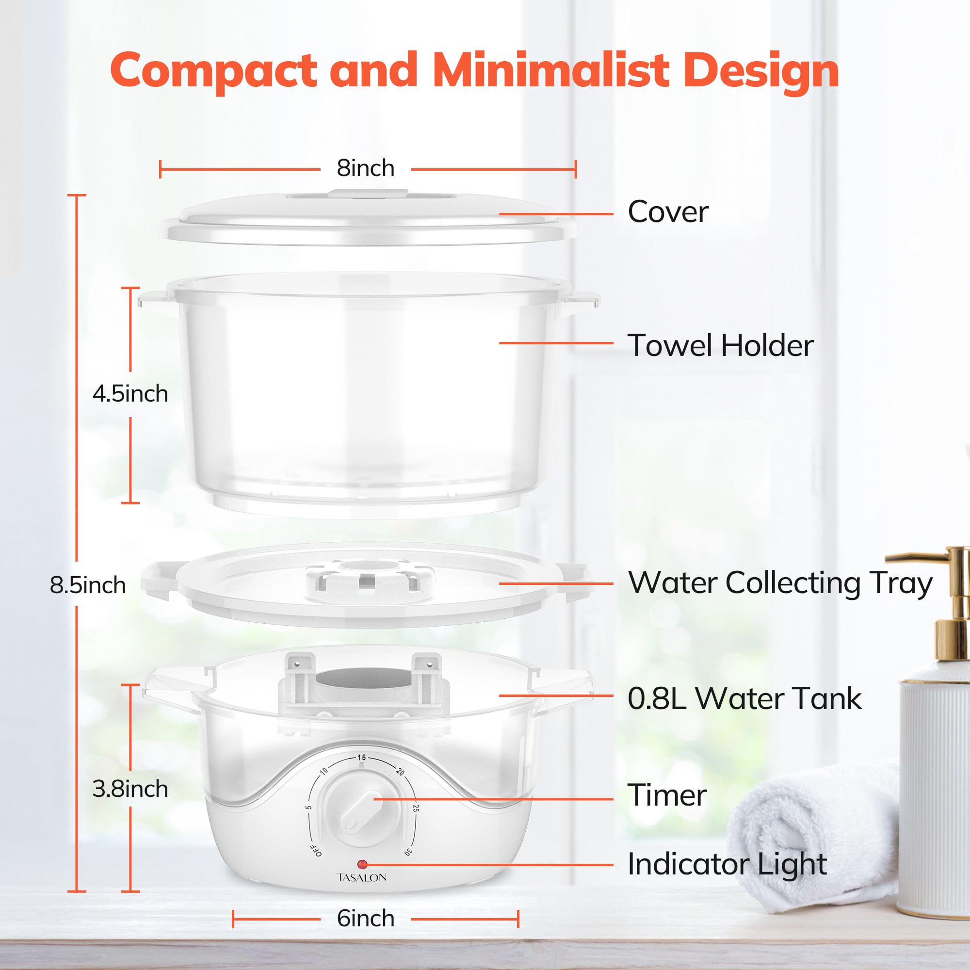 TASALON White Hot Towel Steamer for Facials, 5-Min Quick Heating Towel Warmer Machine, Portable Spa Salon Equipment with Aromatherapy for Massage