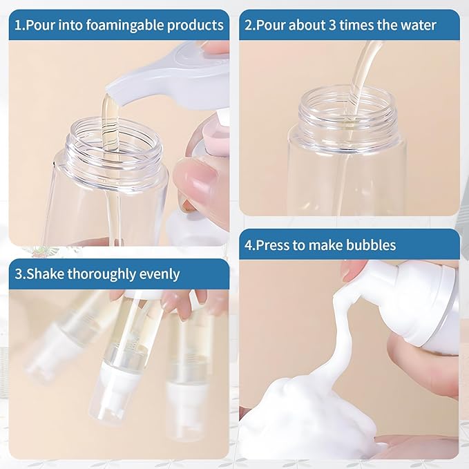 Foam Pump Bottle 7oz 2pcs Foaming Soap Dispenser 200ml Foaming Spray Bottless Travel Foas Pump Bottle Empty Travel Foass Bottles Clear Foams Dispenser for Hand Soap Toiletries Shampoo Lotion