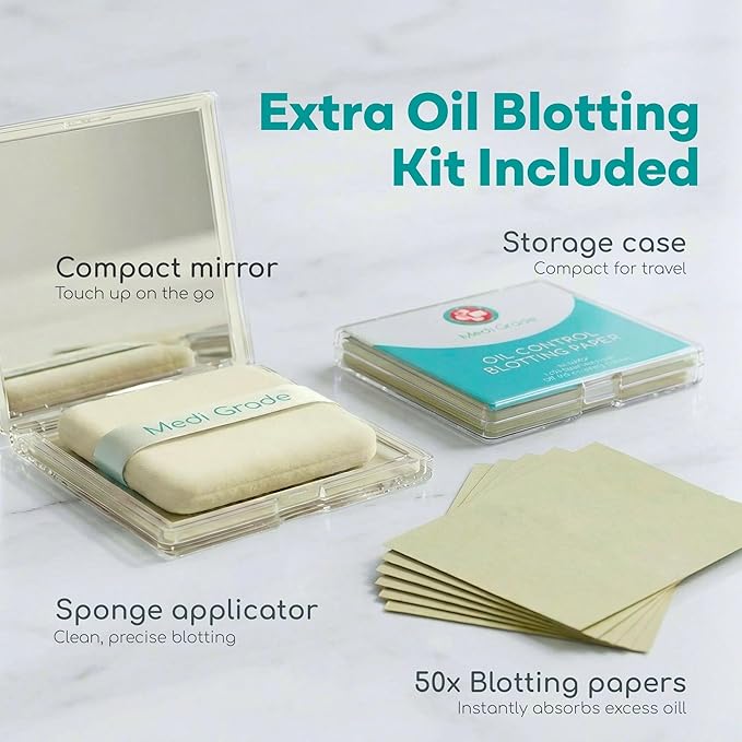 Blackhead Remover Kit with Oil Control Blotting Paper [50 Sheets] - Stainless Steel Pimple Popper, Blackhead Extraction Kit Including Spot Poppers, Whitehead & Blackhead Extractors