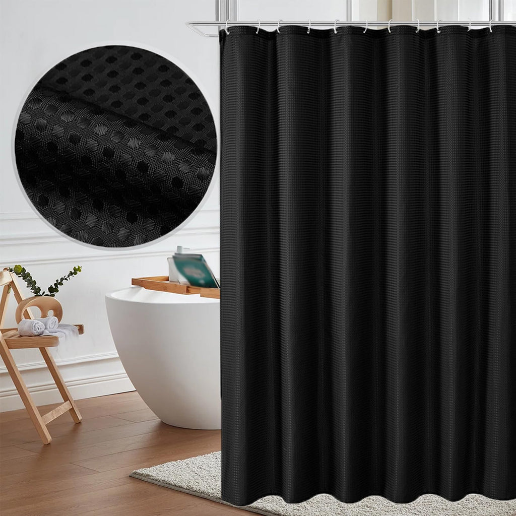 20PC Black Modern Bathroom Accessories Set with Shower Curtain, Toothbrush Holders, Soap Dispenser, Vanity Tray, Cotton Swab Jars, Bathroom Decor Organizer