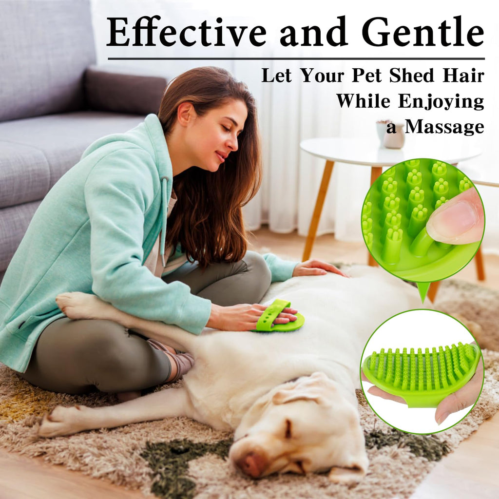 2PCS Dog Bath Brush Set | Adjustable Handle Dog Scrubber for Shampooing, Deshedding & Massaging, Suitable for Pets | Curry Comb & Shampo Brush for Dogs Cats and Horses (Green Blue)