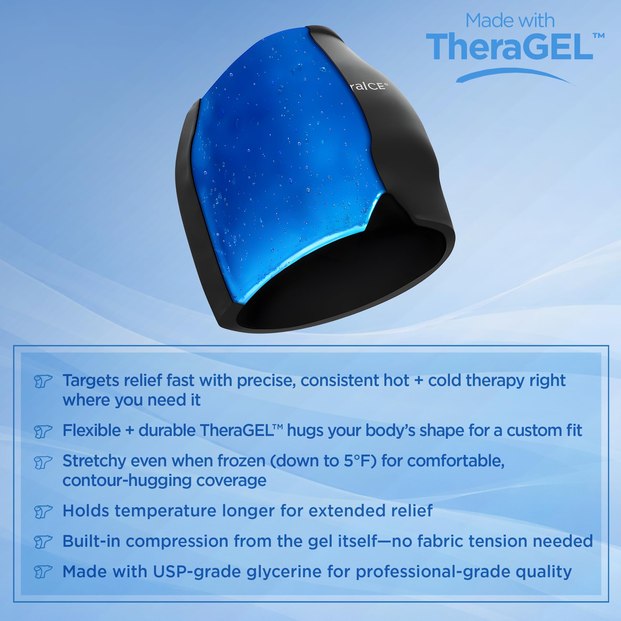 TheraICE Migraine Relief Cap PRO, Headache Hat Ice Pack Mask Cold Head Wrap