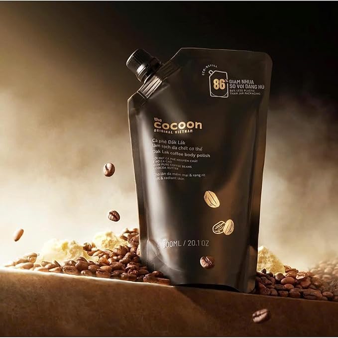Cocoon Original Vietnam Dak Lak Coffee Body Scrub 600ml / 20.3 fl oz – Exfoliating Body Polish with Coffee Grounds, Cocoa Butter & Shea Butter for Soft, Smooth & Radiant-Looking Skin