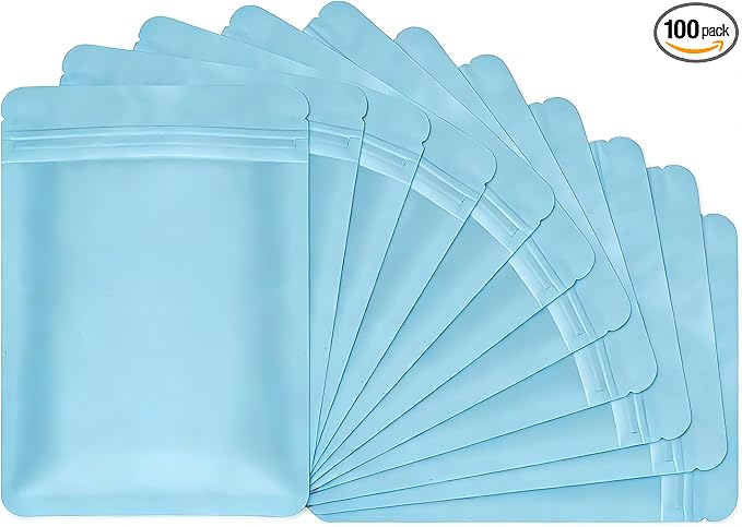 Disposable Sanitary Hygiene Disposal Bags for Bag Period Tampon Napkin Trash, 100pcs, Discreet Privacy Cover, Stylish Look, Self-Adhesive Seal,Portable for Purse, Bathroom, School, Travel (Sky blue)