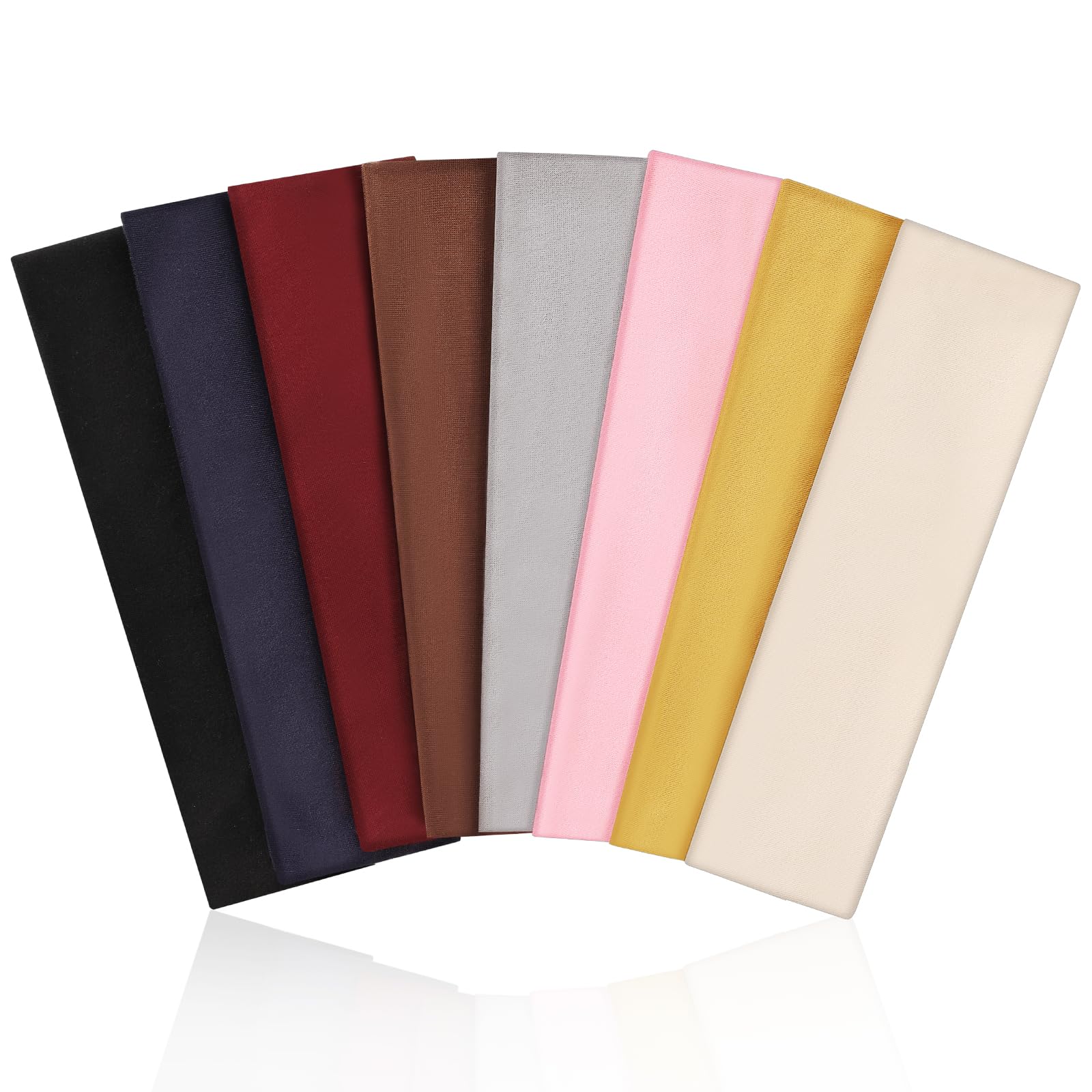 Fishinsea 8 Pack Sport Headbands for Women, Elastic Soft Fabric Non-Slip Hair Bands Hair Warp for Daily Workout Yoga Running Sports, Combo 7