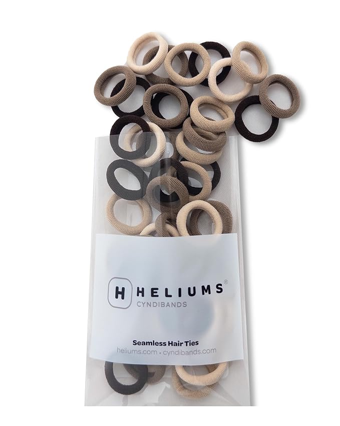 Heliums Extra Small Hair Ties No Damage - Neutrals Mix - Mini 0.7 Inch Tiny Soft Seamless Hair Bands for Toddlers, Braids, Kids Ponytails- 40 Count