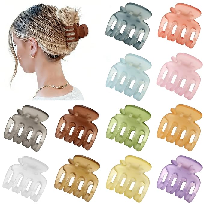 Sisiaipu 12Pcs Hair Clips for Women 1.8 Inch Small Claw Clips for Thin Hair Medium Hair Claw Clips for Thick Hair Accessories for Women Girls (Ice Cream)
