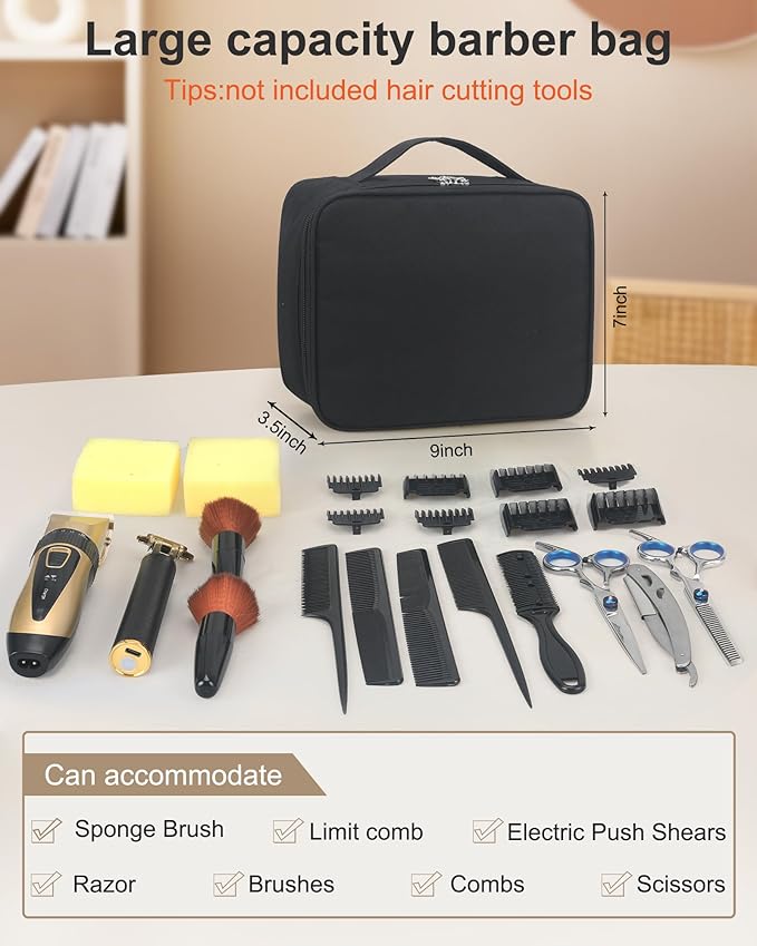 Meiiy Barber Tool Bag, Large Hair Clipper Bag, Black