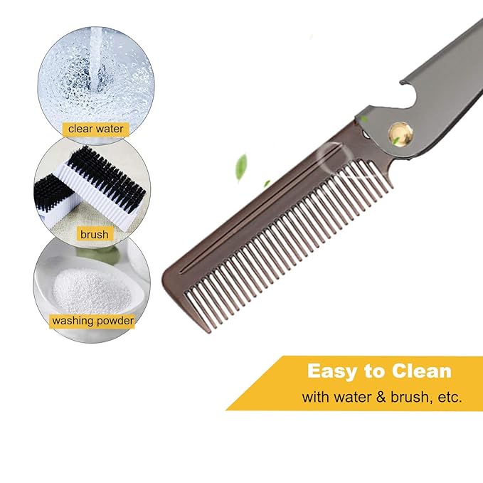 Avenoir Stainless Steel Folding Pocket Comb, Black