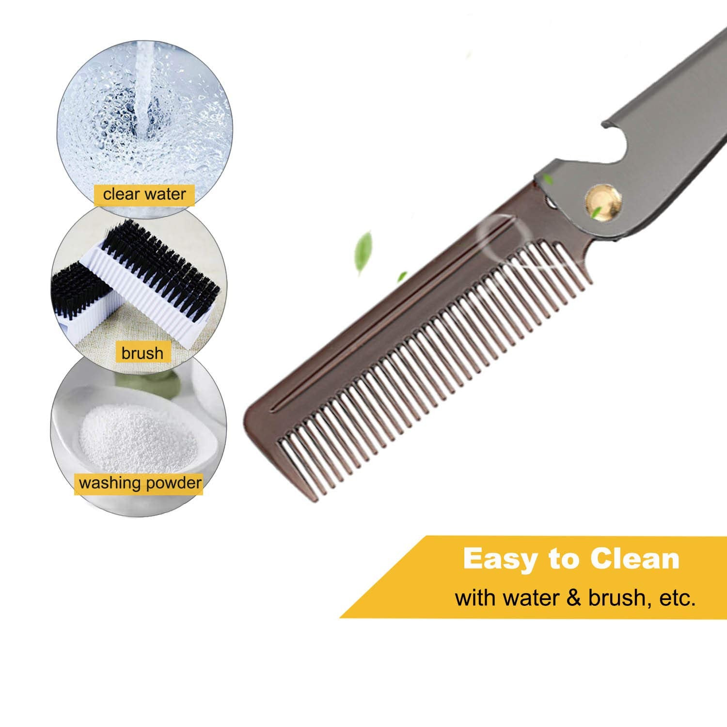 Avenoir Stainless Steel Folding Pocket Comb, Black