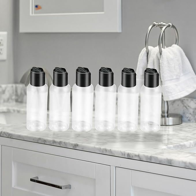 Gmleey 6 Pack Travel Bottles for Toiletries, 3.4oz Travel Shampoo Bottles Leak-Proof Tsa Approved Travel Size Bottle for Shampoo Conditioner and Body Wash, Clear Bottle Body