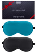 BeeVines 100% Real Mulberry Silk 2 Pack Sleep Mask, Pure Silk Eye Masks with Adjustable Strap for Sleeping, Block Light Eye Shade Cover, Reduces Puffy Eyes Traveling Gifts(Black & Peacock Blue)