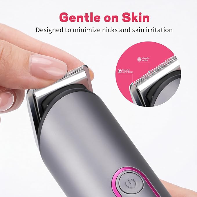 PRITECH Manscape Body Hair Trimmer for Men - Safe Chamfered & Rounded Blade, Cordless Waterproof Wet/Dry Hair Clipper for Men, Electric Shaver for Hair, Beard, Pubic Hair, Chest, Legs & Bikini
