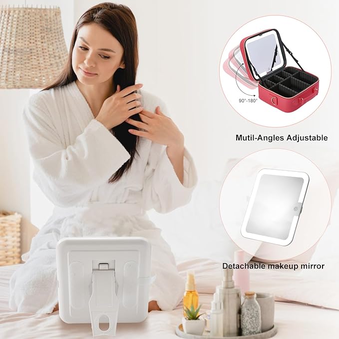 Mocado Travel Makeup Bag with Mirror Makeup Case with 10x Magnifying Mirror