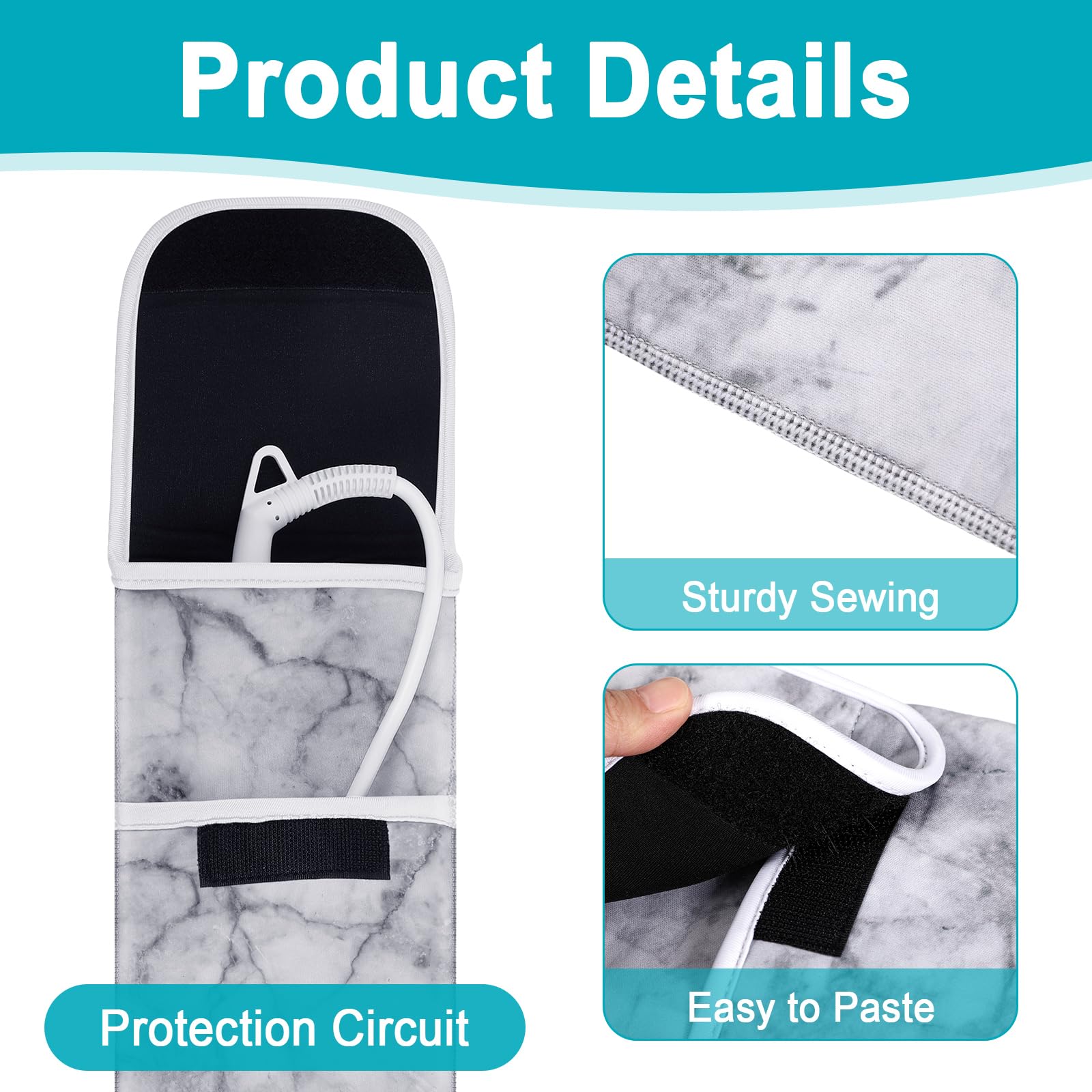 Shappy 2 Pcs Heat Resistant Curling Iron Flat Iron Travel Case,Marble