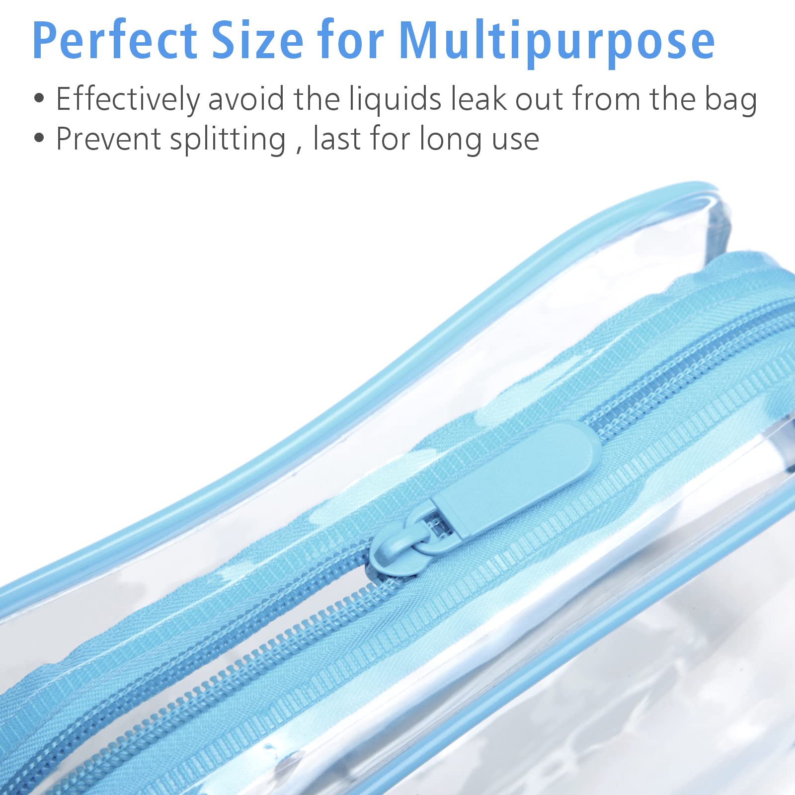 PACKISM TSA Approved Toiletry Bag - Clear Makeup Bag for Travel, Light Blue