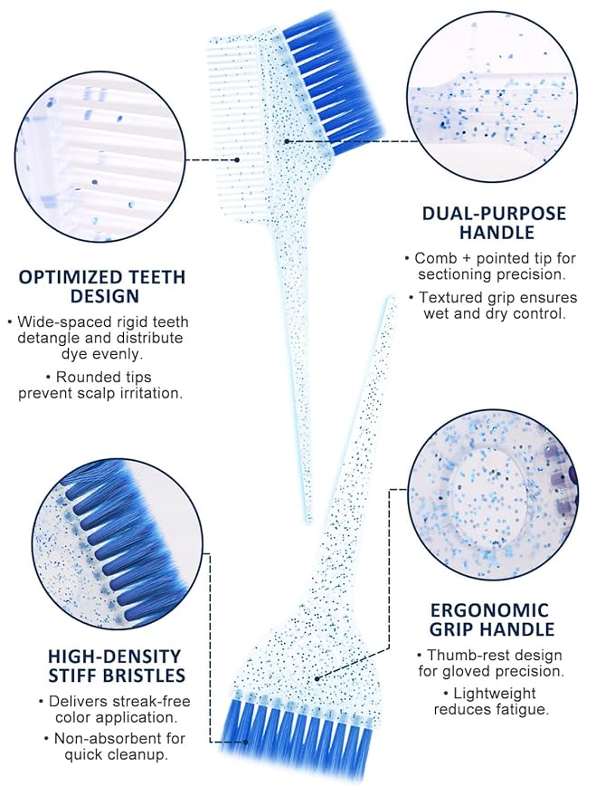 YOOVR 19PCS Hair Bleach Highlighting Kit with Hair Dye Brush and Bowl Set Color Whisk, Highlight Frosting Cap with Hook, Gloves Capes, Home Use Salon Tools for Hair Bleaching Coloring Dying (Blue)