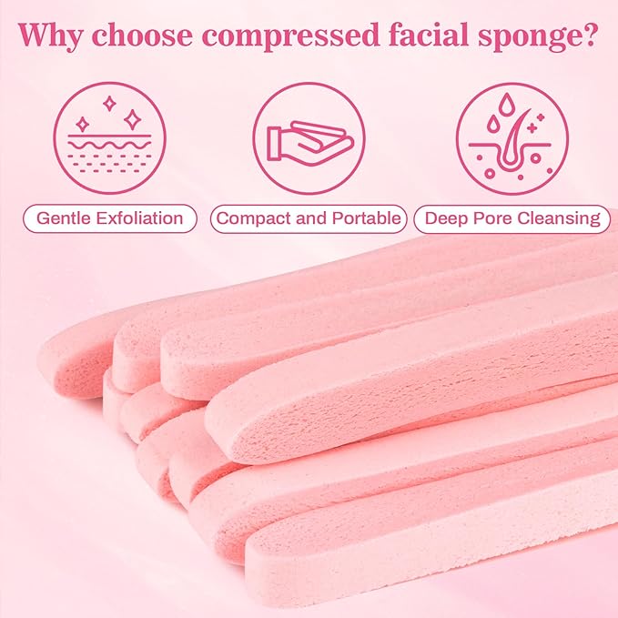 120pcs Compressed Facial Sponges - Round Face Sponge Disposable Travel Facial Cleansing Pads Makeup Sponge for Face Wash Exfoliating Remover Skin Care Beauty Tool Esthetician Essential（Pink）