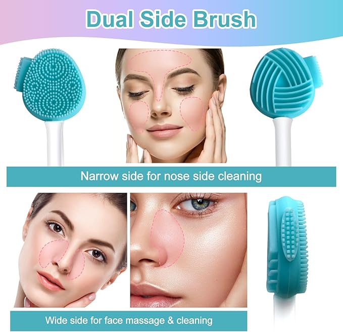 MUIIGOOD Blue Silicone Face Scrubber Face Mask Brush Exfoliating Lip Brush Cleansing Brush Facial Cleansing/Wash Exfoliator Blackhead Skin Care Tool Makeup Removes Dead & Dry Skin for Women
