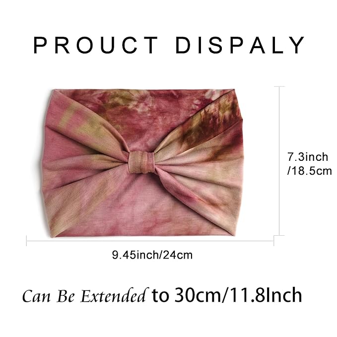 Wide Headbands For Women Non Slip Head Wraps Tie Dye Turban Headband Knotted Headband Soft Boho Headbands Workout Head Scarf Large Bandanas African Hairbands Cotton Hair Accessories For Women
