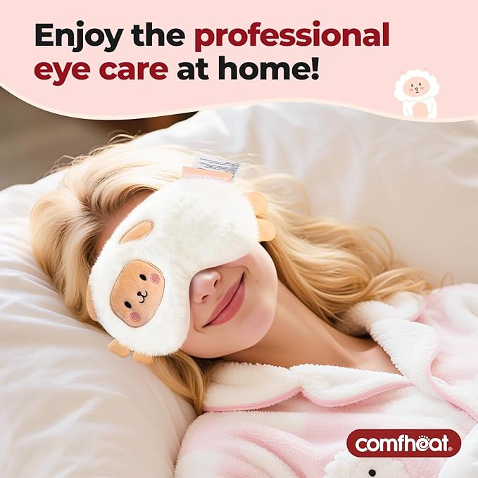 Comfheat Lavender Weighted Eye Pillow for Yoga, Microwavable Moist Heat Eye Compress Mask Pillow with Washable Cover for Relaxation, Sleeping, Meditation, Yoga, Spa, Migraine Relief