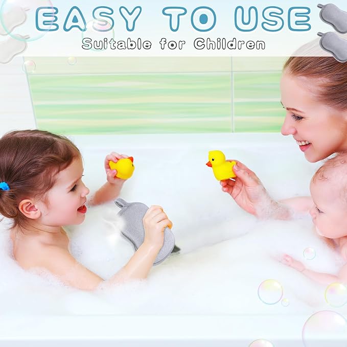 Tatuo 4 Pieces Baby Bath Sponge Toddler Bath Sponge Soft Comfy Cotton Absorbent Loofah for Kids Babies Boy Girl(Grey,White)