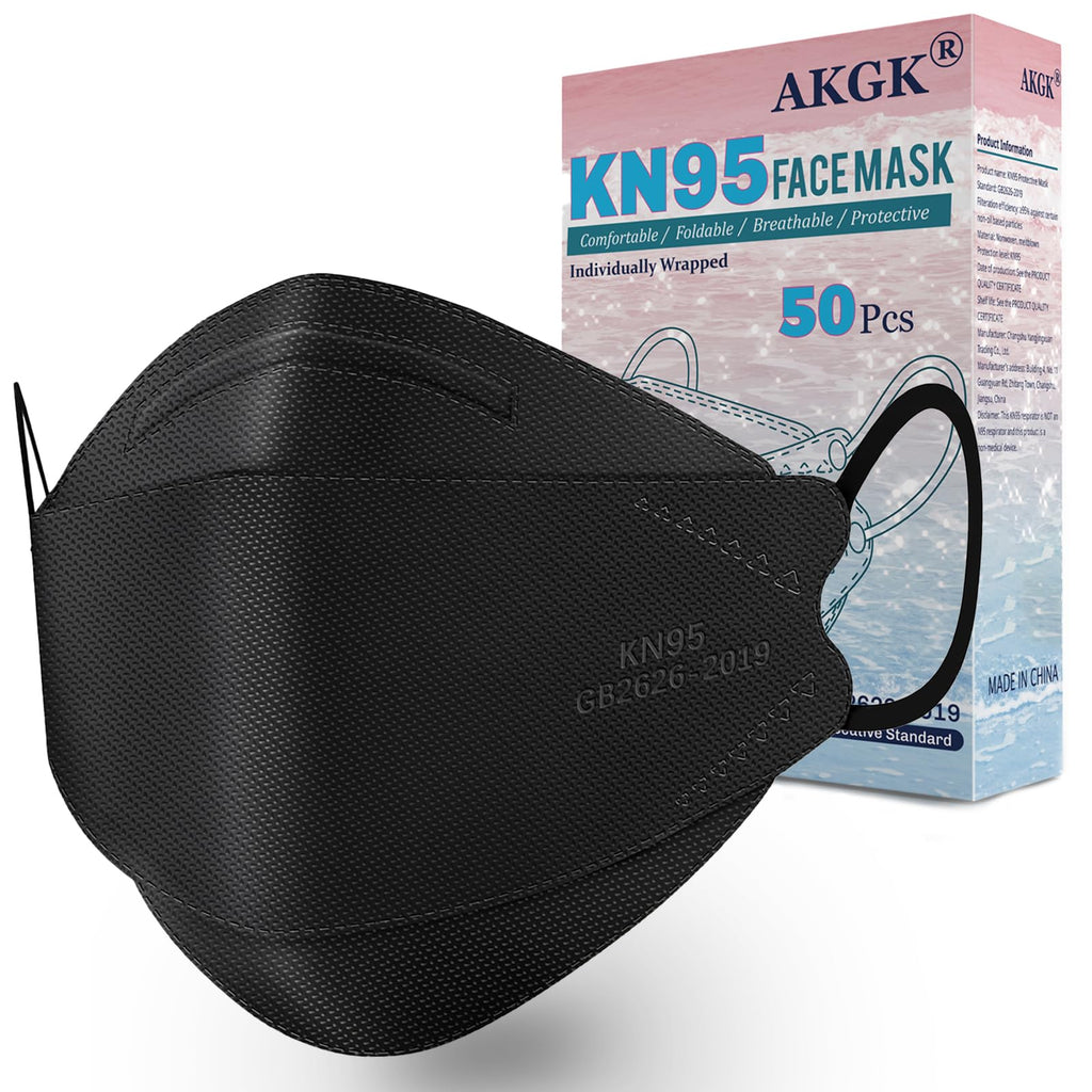 akgk KN95 Face Mask 50 PCS, Breathable Protection Masks, 5-Ply KN95 Blue Masks, Cup Dust Safety Masks