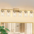 IZORRO Modern Bathroom Light Fixtures, 6 Light Gold Vanity Lights, Bathroom Lightig Fixtures Over Mirror with Clear Glass for Living Room Cabinet