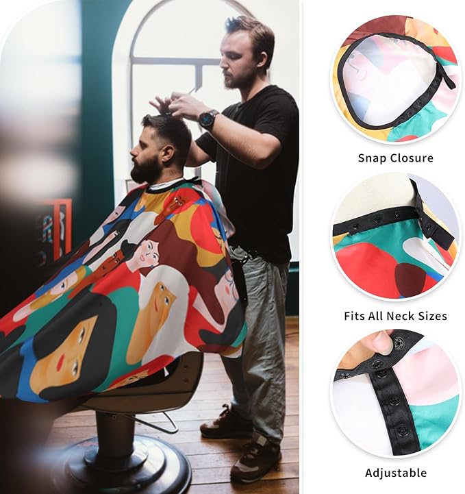 Professional Hair Cutting Cape with Neck Duster Brush, Waterproof Salon Barber Cape with Snaps, Barber Accessories (Men and Women)