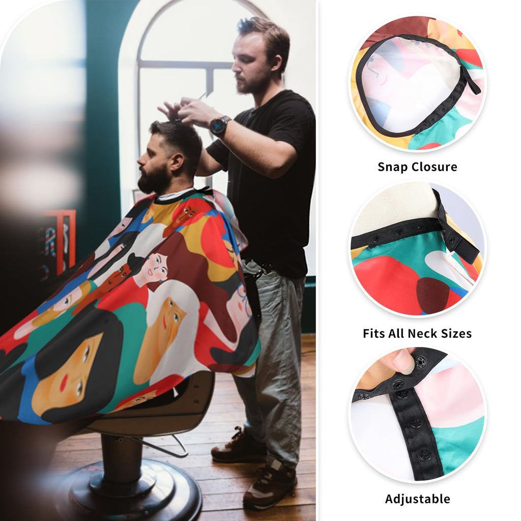 Professional Hair Cutting Cape with Neck Duster Brush, Waterproof Salon Barber Cape with Snaps, Barber Accessories (Men and Women)