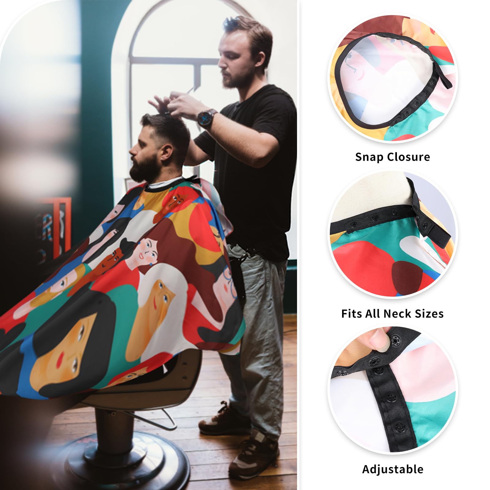 Professional Hair Cutting Cape with Neck Duster Brush, Waterproof Salon Barber Cape with Snaps, Barber Accessories (Men and Women)