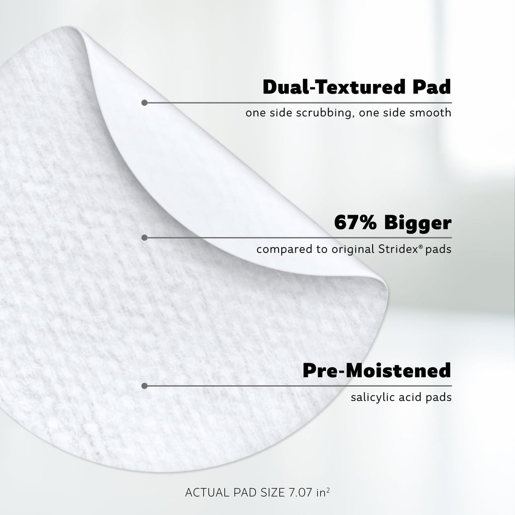Stridex XL Face Body Pads, Exfoliating Salicylic Acid Acne Treatment, 90 Ct
