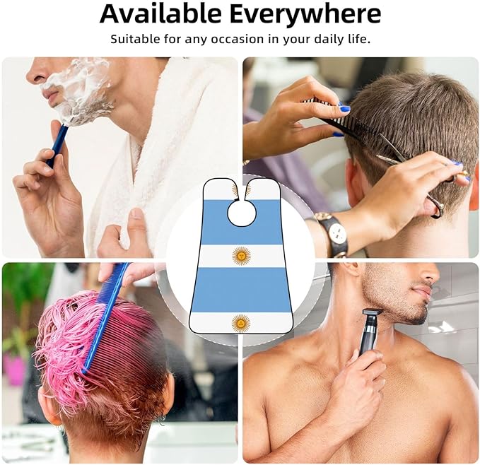 NOUZU Argentine Flag Print Beard Bib Apron For Men, Beard Hair Catcher For Men Shaving Trimming,Beard Cape Cloth