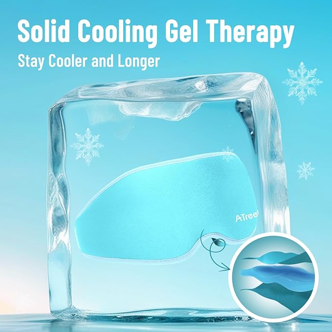 Cooling Eye Mask for Puffy Eyes, Ice Eye Pack After Surgery Relief - Reuable Cold Compress for Dry Eye - Comfortable Perfect Fit Gel Sleep Mask, Light Blue of 3D