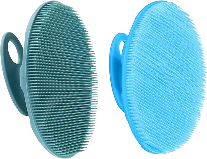 INNERNEED Silicone Body Cleansing Brush Exfoliating Scrubber, DGreen+Purple