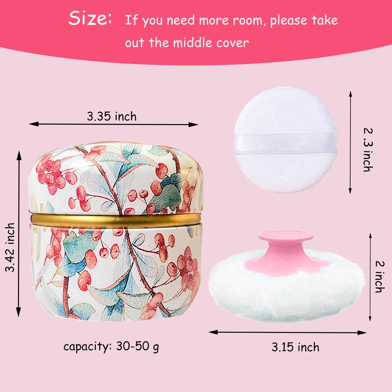 Qopoto Body Powder Puff and Container for Dusting Powder (Ormosia)