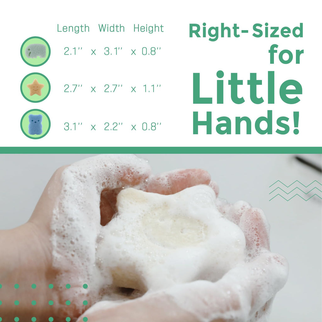 myHomeBody Konjac Sponge, Bath loofah, 3pc, Elephant, Bear & Star