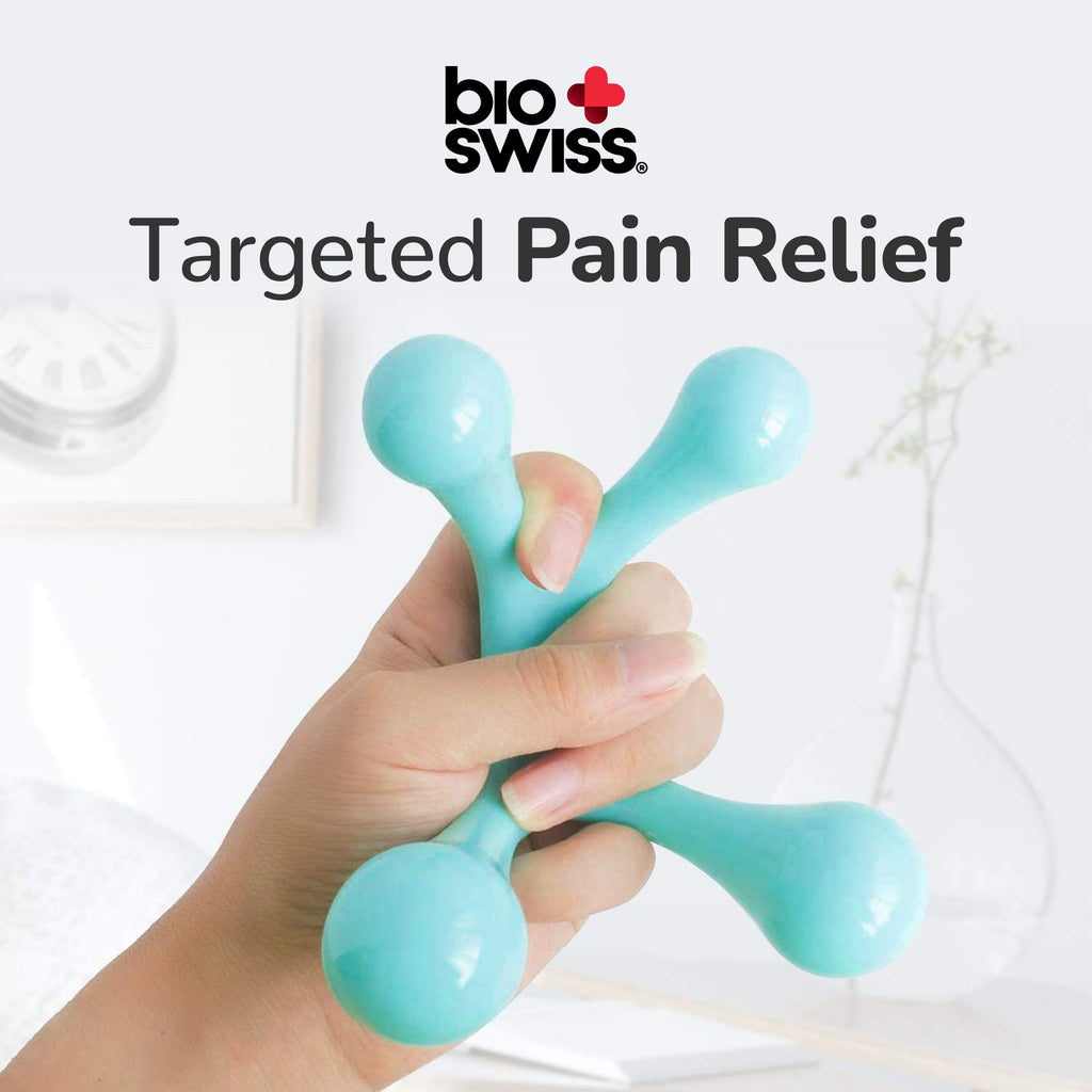 BioSwiss Handheld Full Body Massager, 4-Leg Pressure Point Massage Tool for Back, Neck, and Shoulder, Portable Manual Massager