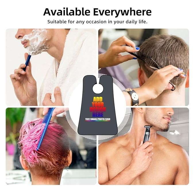 Personalized Custom Beard Bib Apron Design Your Photo Text Logo Beard Hair Catcher Non-Stick Beard Shave Capes for Trimming Shaving Dark Heather