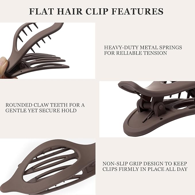 8 Pack Flat Hair Clips for Women, Valentine's Day Gifts, Matte Flat Claw Clips for Thick & Thin Hair No-Slip Strong Hold Hair Barrettes, French Duckbill Styling Accessories for Women